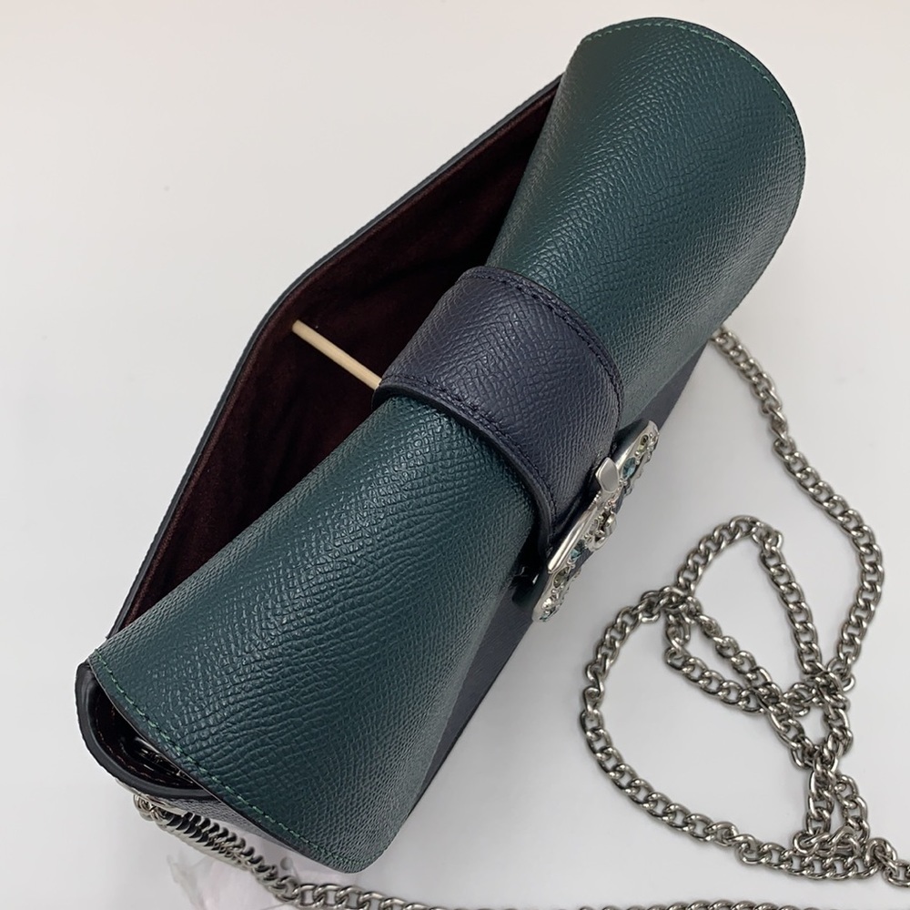 COACH Gemma Crossbody In Colorblock With Apple Buckle FOREST MIDNIGHT NAVY COLOR - Picture 8 of 16